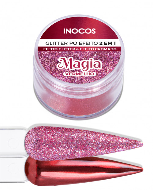 INOCOS Poudre Effet Glitter Rouge Magic 2en1